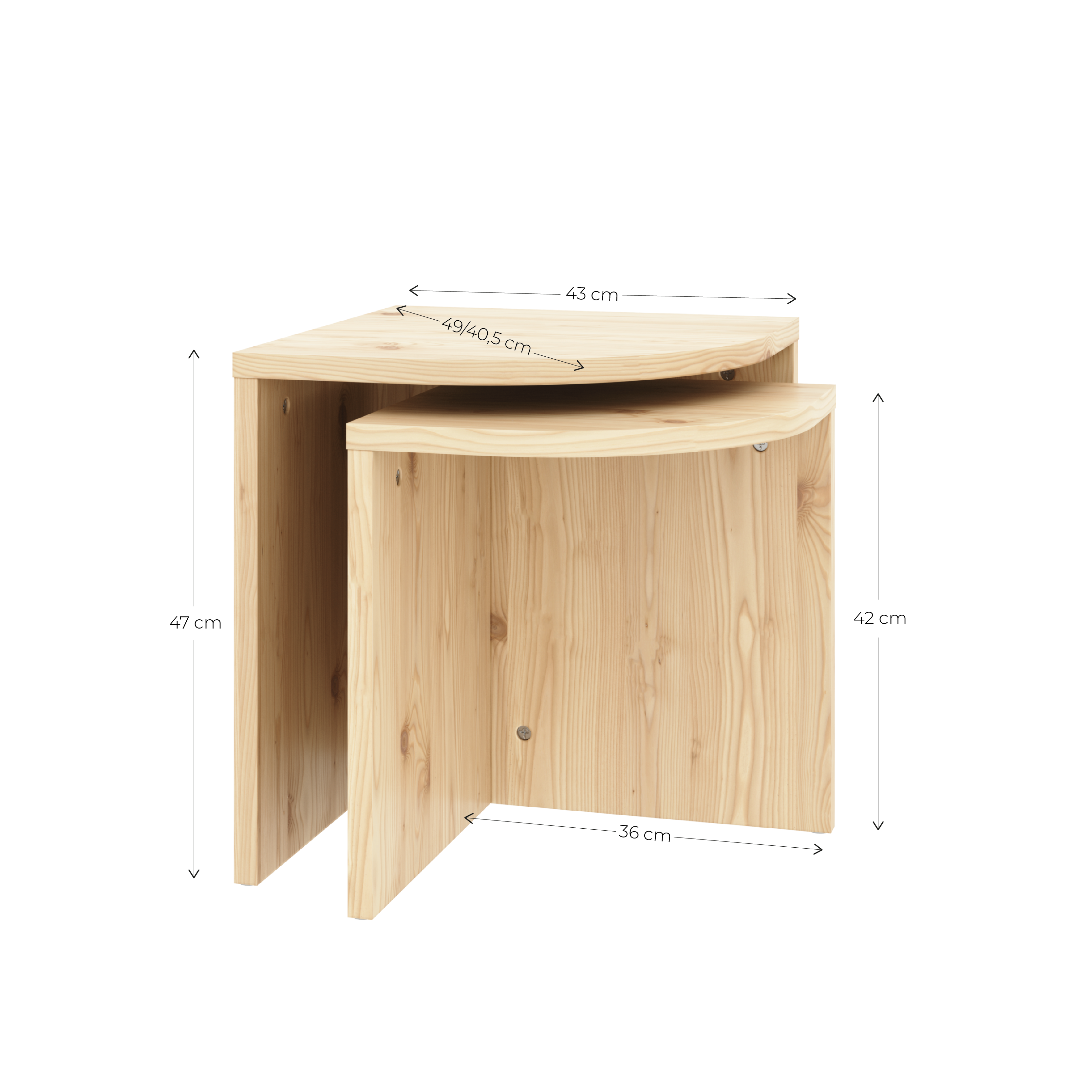 COMBINE SIDE TABLES SET CLEAR LACQUERED