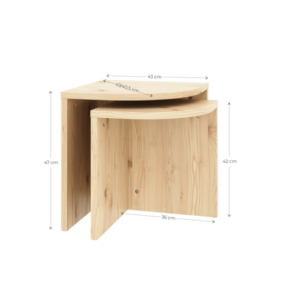 COMBINE SIDE TABLES SET CLEAR LACQUERED