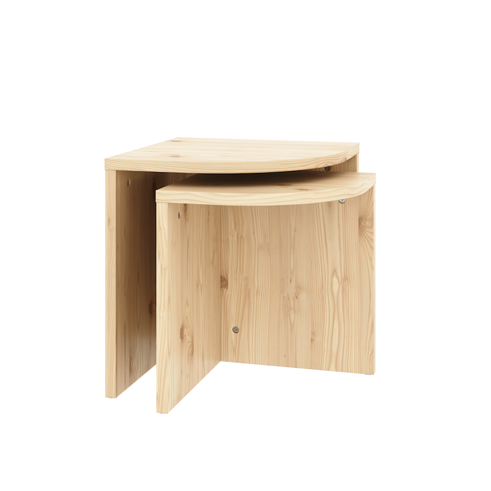 COMBINE SIDE TABLES SET CLEAR LACQUERED